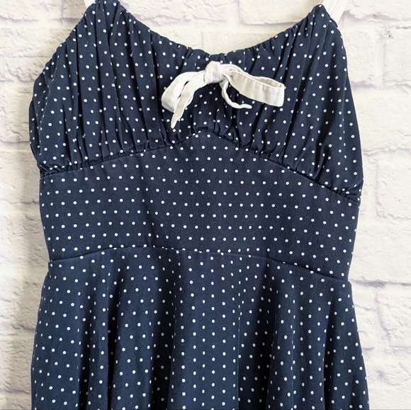 Pinup Couture Polka Dot Fit and Flare Dress XL Navy Blue White 1950s Rockabilly - Picture 3 of 6